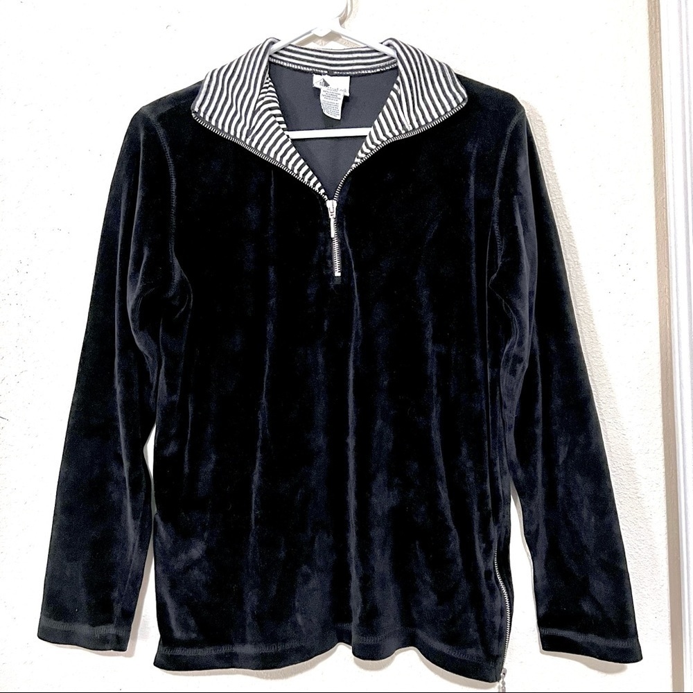 NEWLOOK Zip Half Placket black velvet contracting collar Sweater womens M